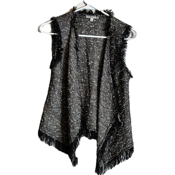Alberto Malaki open front vest polyester fringe metallic size small - Picture 1 of 5